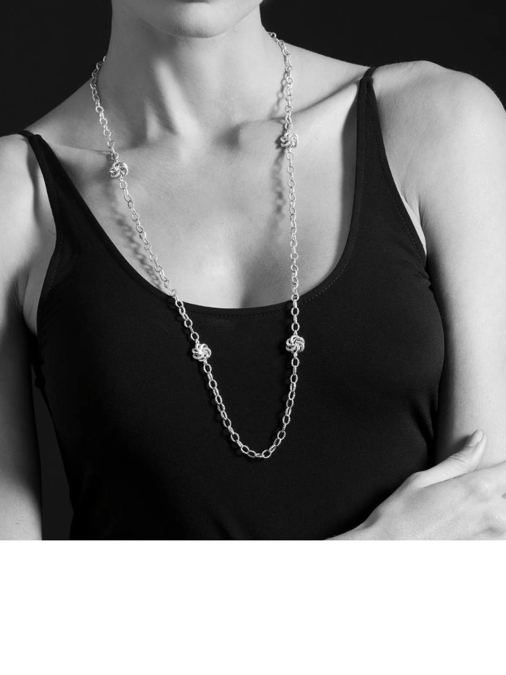 LAGOS Sterling Silver Love Knot Station Necklace, 32"